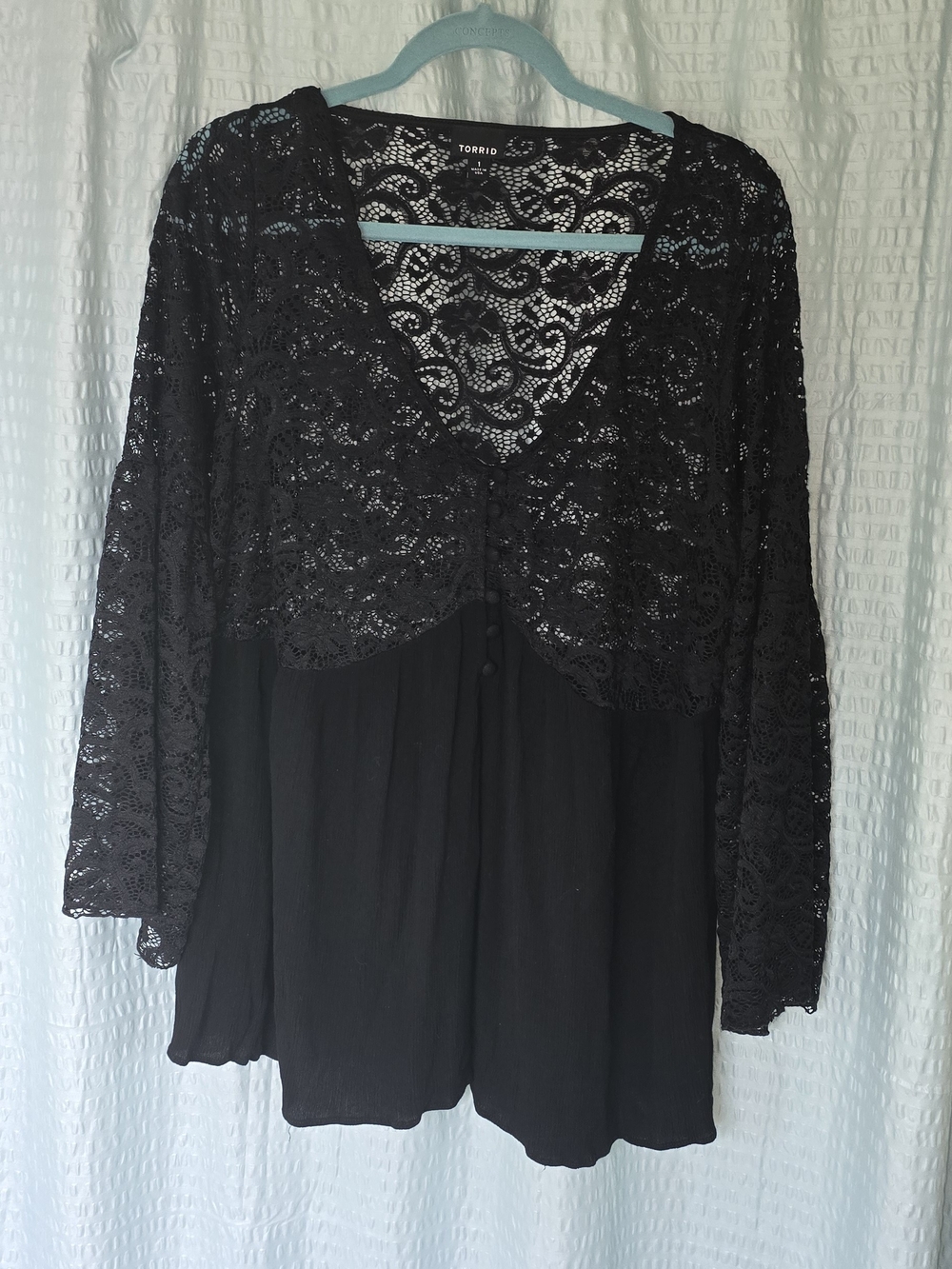 Torrid Black Lace V-Neck Blouse